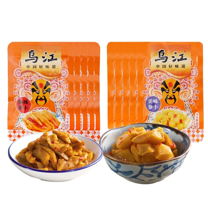 Hot Selling Low Price Wholesale Pickled Spicy Radish 60g/bag*100/carton