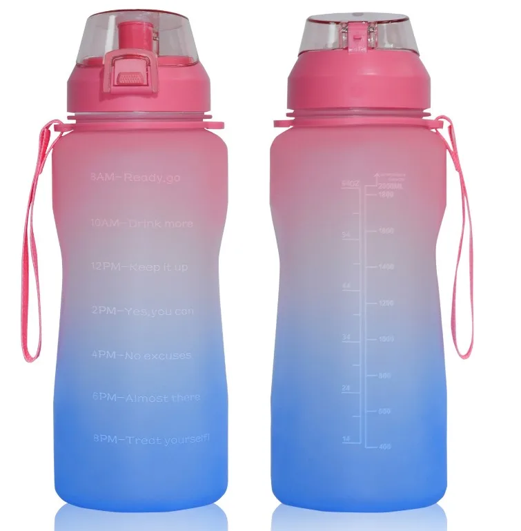 Half Gallon/64oz Motivational Water Bottle with Time Marker & Straw,Leakproof Tritan BPA Free Ensure You Drink Enough Water