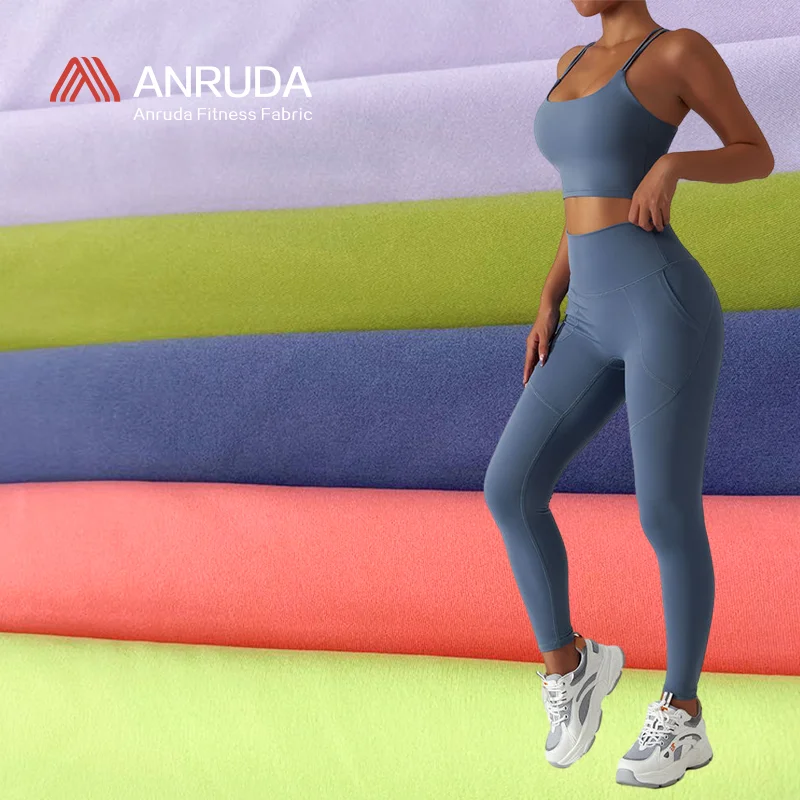 A2096 Wholesale dry fit yoga leggings recycled polyester jersey knitted elastic nylon 4way stretch nulu spandex fabric