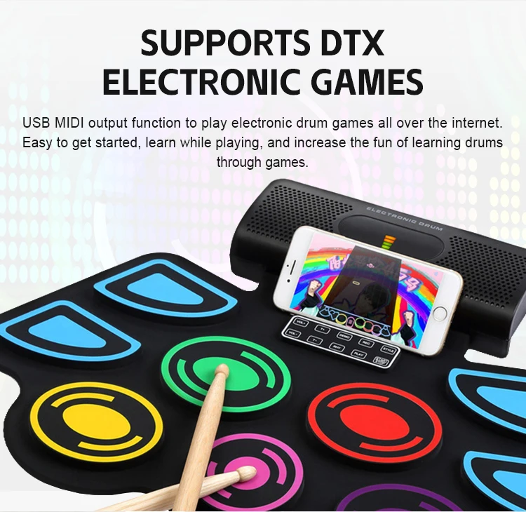 High Quality Roll Up Drum Electronic Drum Made In China Built In Battery And Speaker