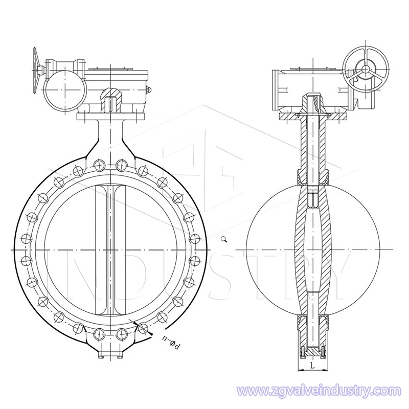 Good Quality High Temperature and Corrosion Resistant Gear Large Size Fanged Butterfly Valve for Compressed Air