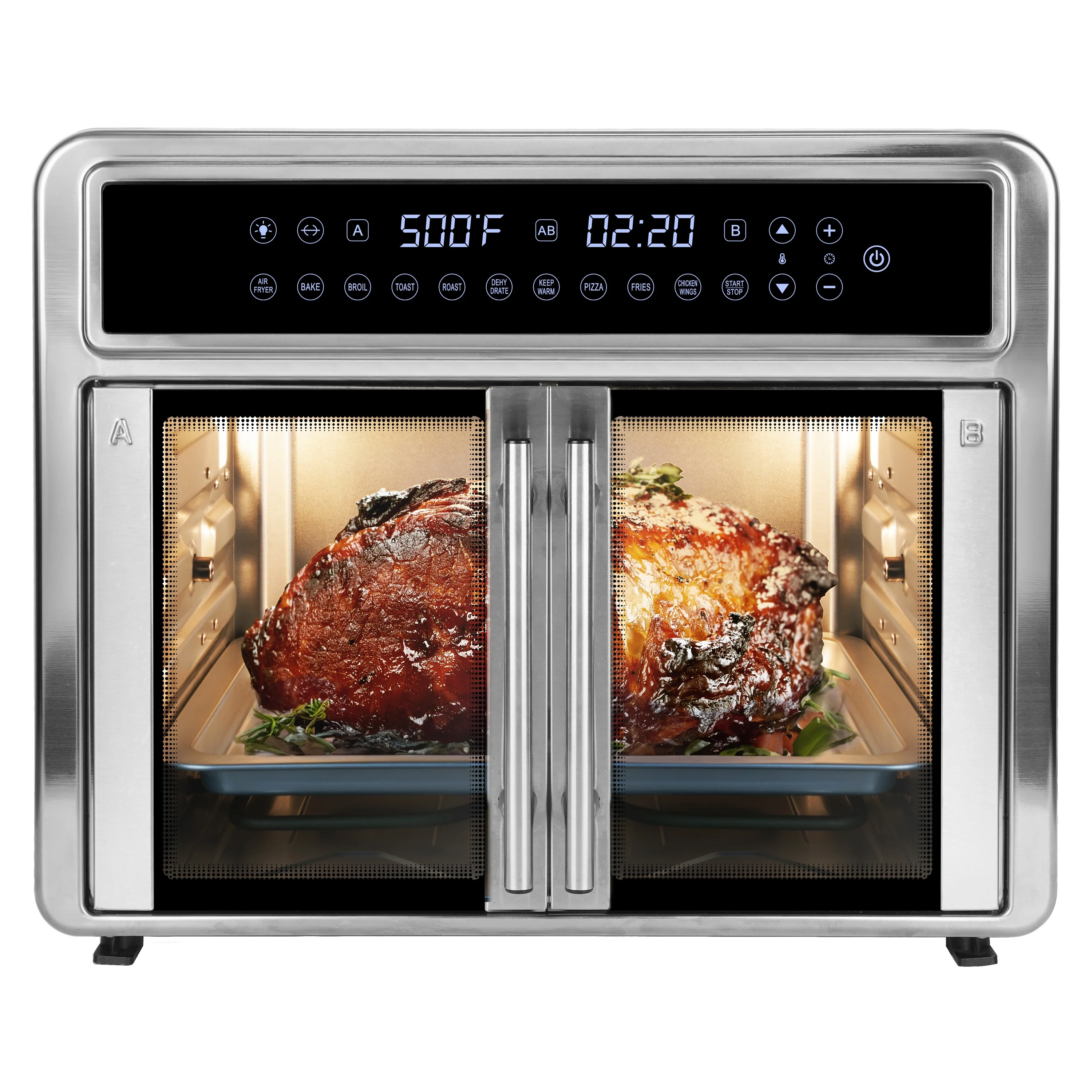OEM SERVICES 26 QT Extra Large Air Fryer, Convection Toaster Oven with French Doors, Stainless Steel