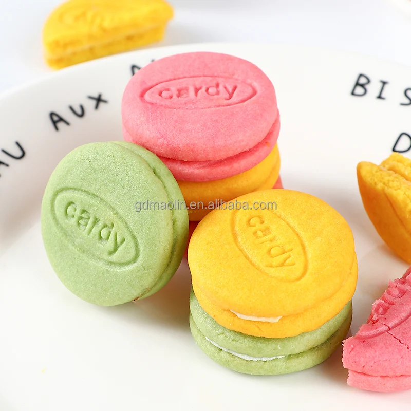 MAOLIN Health Snack Crispy Macaron Sandwich Biscuits Strawberry Lemon Peach Flavor 320g/box
