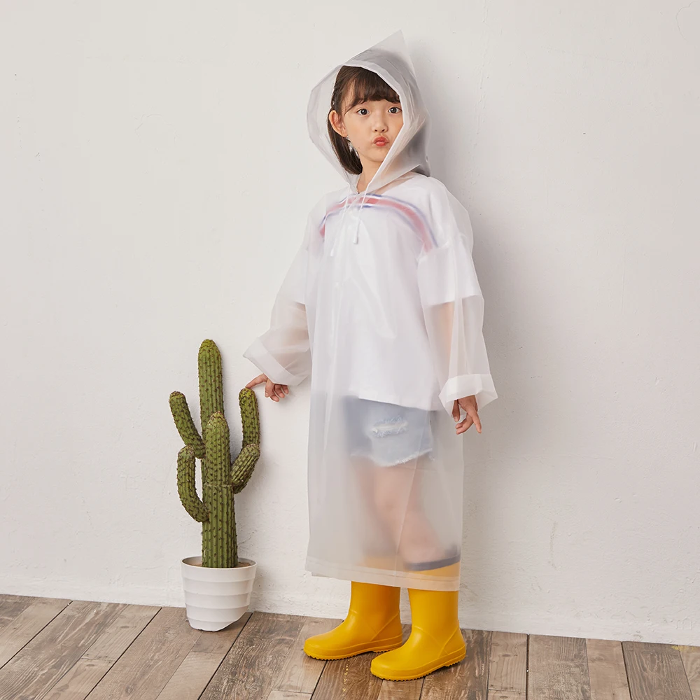 Прозрачный детский дождевик EVA с черной отделкой