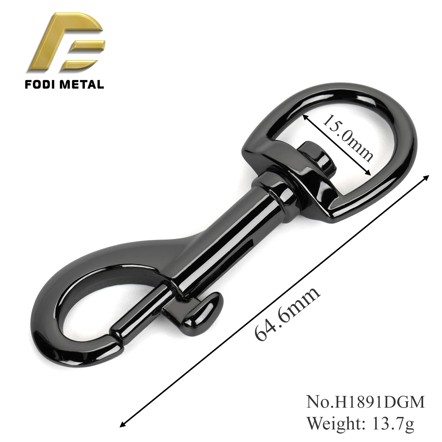 H1891DGM wholesale price high quality swivel dog leash hook 15mm metal sanp hook for pet