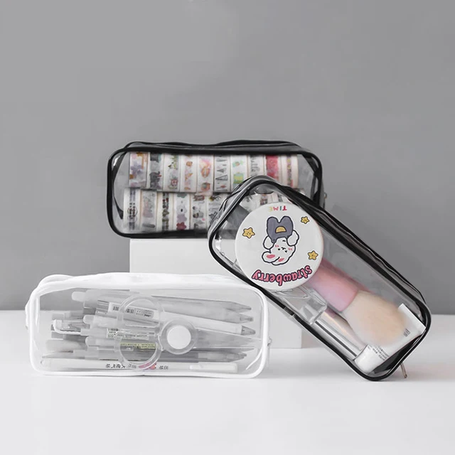 China factory pencil bag PVC square waterproof storage bag transparent pencil case pencil case