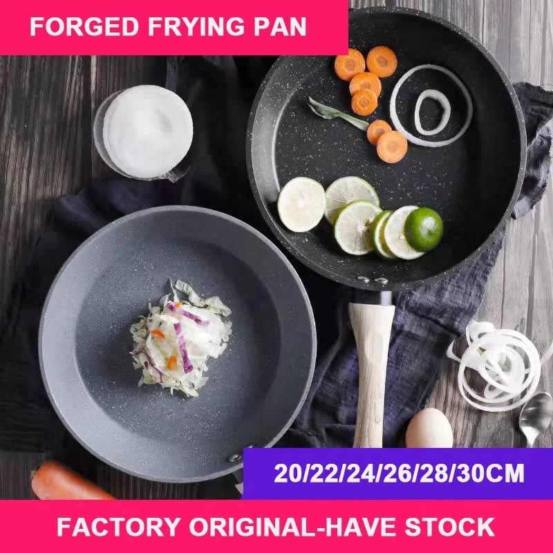 Non stick fry pans electric cookware set forged aluminium fry pan with wooden handle