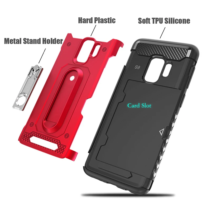 
Luxury Hybrid Armor Case For Samsung Galaxy Note 9 8 S9 S8 Plus Card Slot Stand Cover For Samsung S9Plus Case s Note9 Note8 edge 