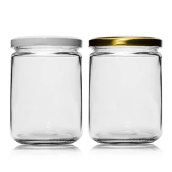 Food Grade 12oz 350ml Clear Round Glass Honey Candy Pickles Jars with Metal Lids