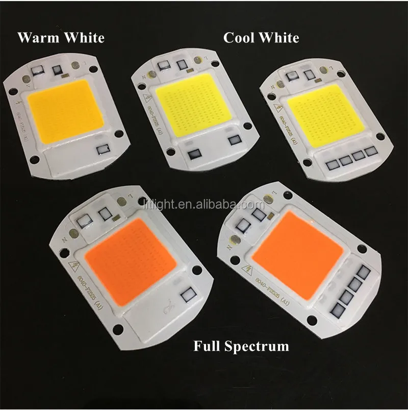 F6040 driverless White, full spectum 20W 30W 50W AC 110V 220V Input Smart IC COB LED Chip For DIY Floodlight Spotlight Grow lamp