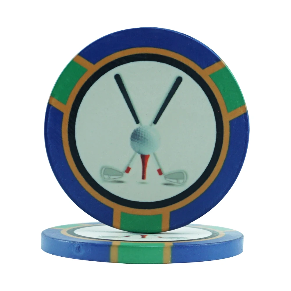 Customized 39mm Ceramic Golf Poker Chips Professional Casino Accessories Texas Blackjack Poker Game Chip Coins