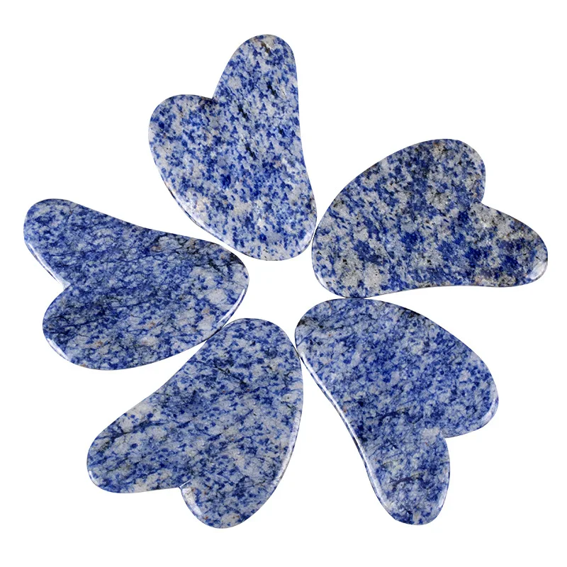 Prezzo diretto della fabbrica macchia blu jasper gua sha massaggiatore di giada naturale