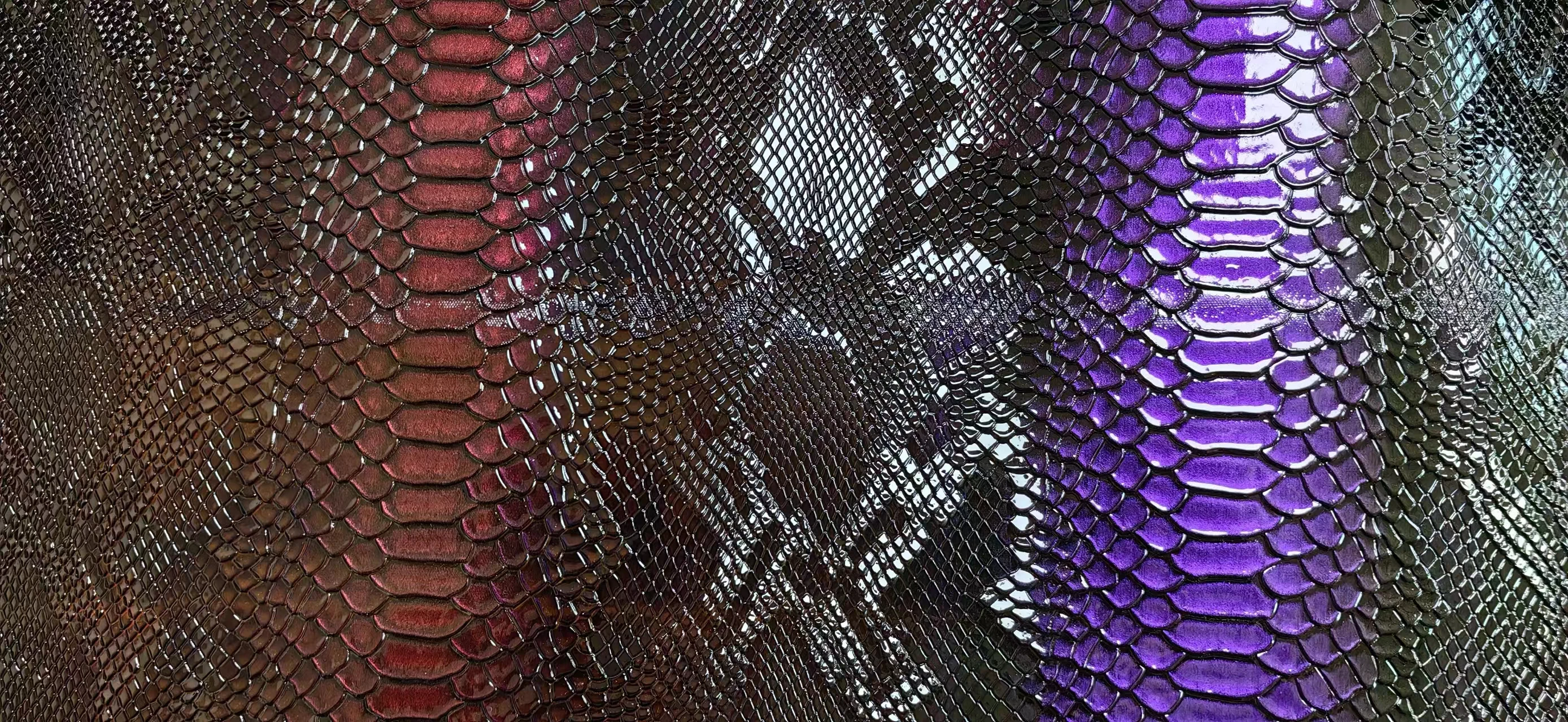 High Quality Snake Skin Shiny Pattern PVC Faux Leather Embossed Synthetic Leather for Shoe Bag Handbag Belt
