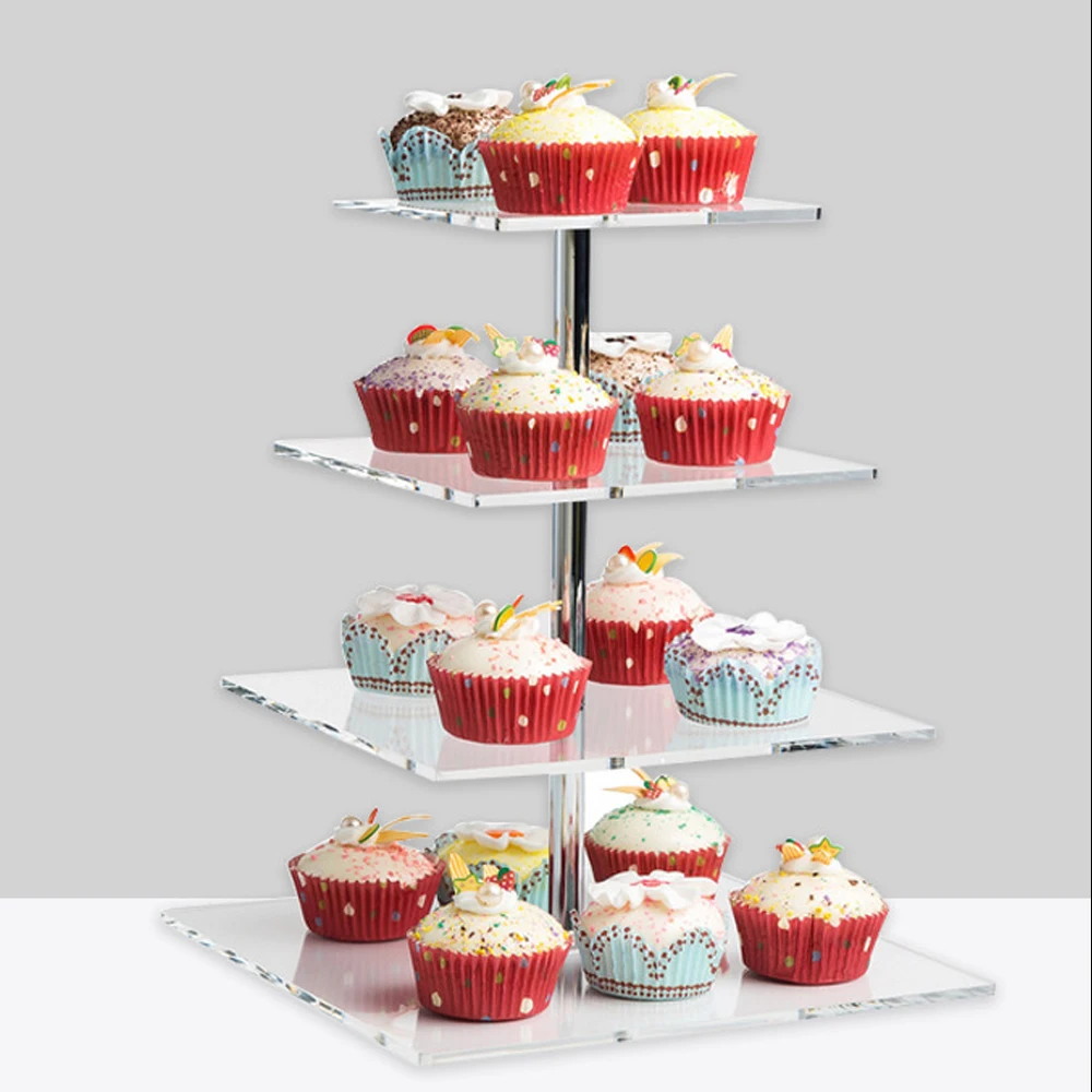Custom size multi-layer transparent acrylic cake stand dessert display stand for cupcake display in cake shop
