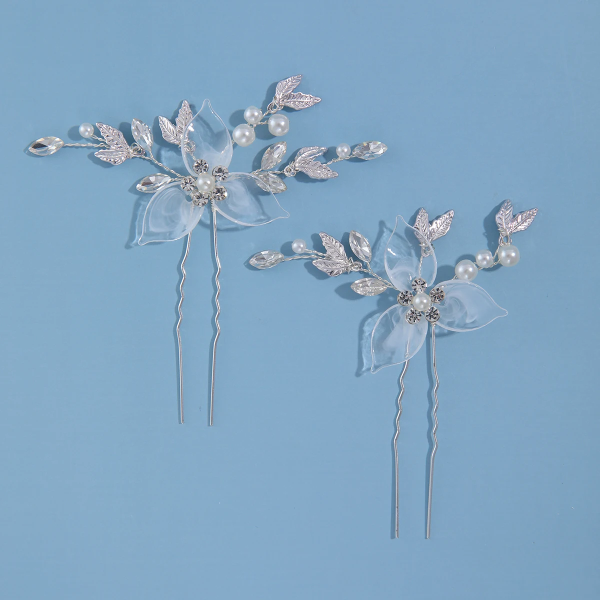 Girl Metal Leaf Bridal Hairpins 2 Pieces A Set Plastic Leaf Wedding Hairpins