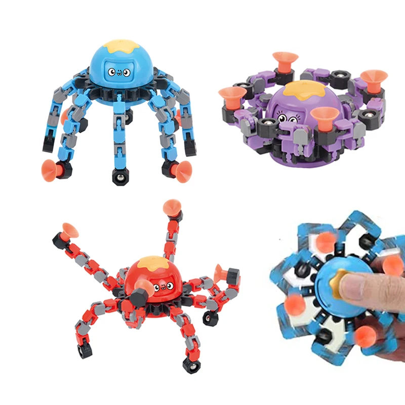 Juguetes Para Los Ninos Funny Octopus Interesting Face Changing Stress Relief DIY Mechanical Spinner Fidget Toys