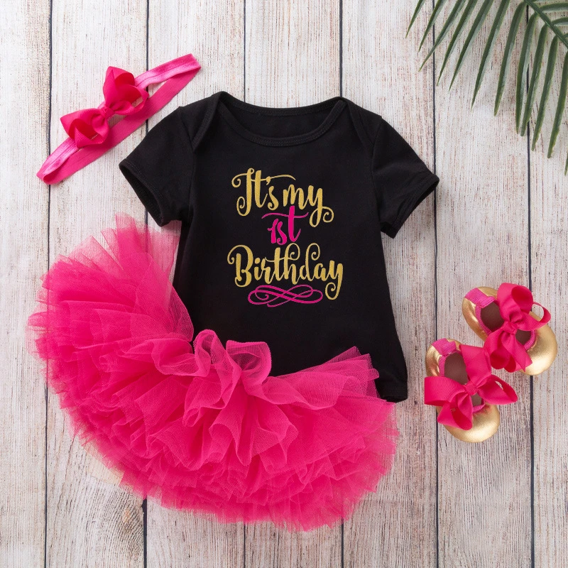 Hot sale newborn baby girl birthday dresses outfits my first birthday 1 year girl birthday party dress