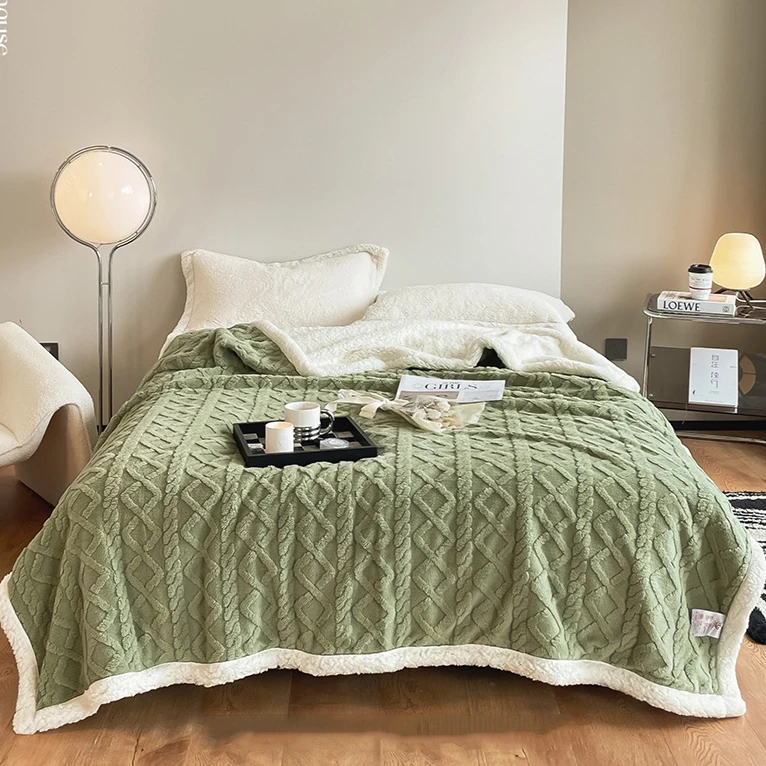 Large Double-Sided Milk Fleece Blanket Custom Weight Plaid Style Modern and Colorful Nap Cover Quilt Thickened Warm