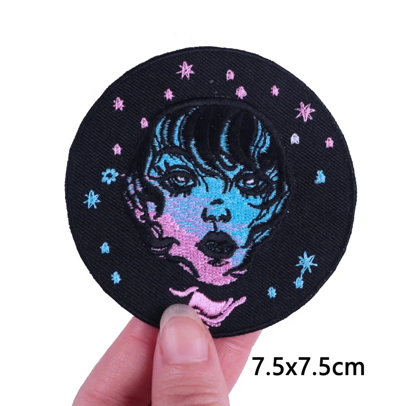 E-0055 DIY Shirt High Quality Girls Power Embroidered Letter Hoodie Patch Rainbow Skull Bear Wolf Embroidery Patches