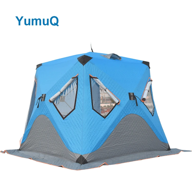 YumuQ 200cm Easy Pop Up Ice Fishing Tent Shelter, Thickened Insulation Windproof 6 Person Ice Fishing Tent