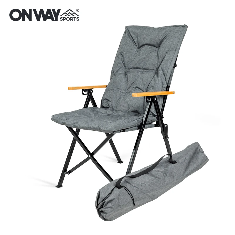 OnwaySports Comfortable cotton-jacketed Reclining 3-Level Adjustable Heavy Duty Camping Chair