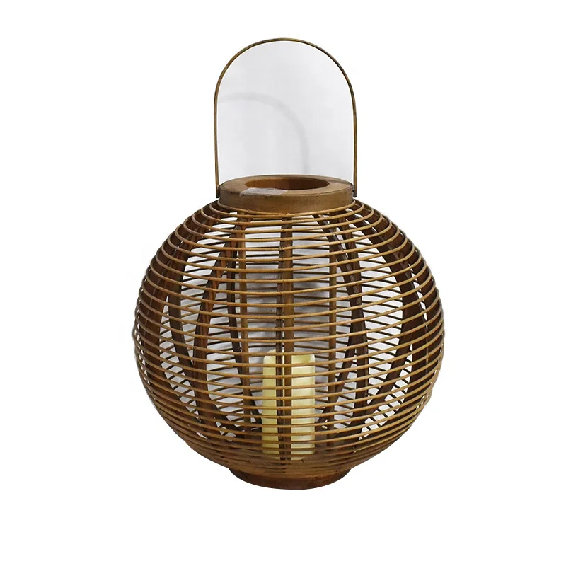 
Hanging Landscape Yard Light Decoration Big Candle Lantern Bamboo Lantern Outdoor Rattan Lantern 
