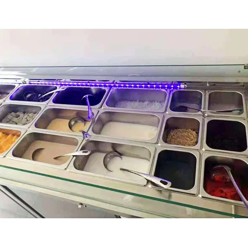 2024 New Products customization Factory Manufacture Stainless Steel Refrigerator Salad Prep Counter Salad Bar Cart For Sale