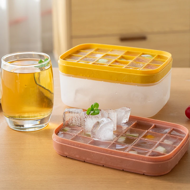 Molde Cubos De Hielo 24 Silicone Ice Cube Mold Tray Stackable Soft Ice Cube Mould With Lid And Bin