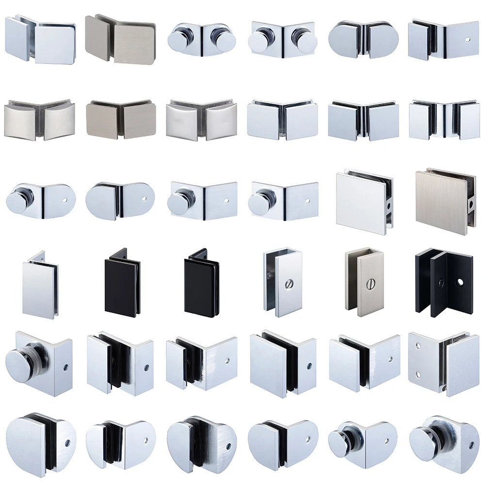 Brass Stainless Steel Shower Frameless Glass Shower Door Clamp Notch Glass Fixed Panel Clamp