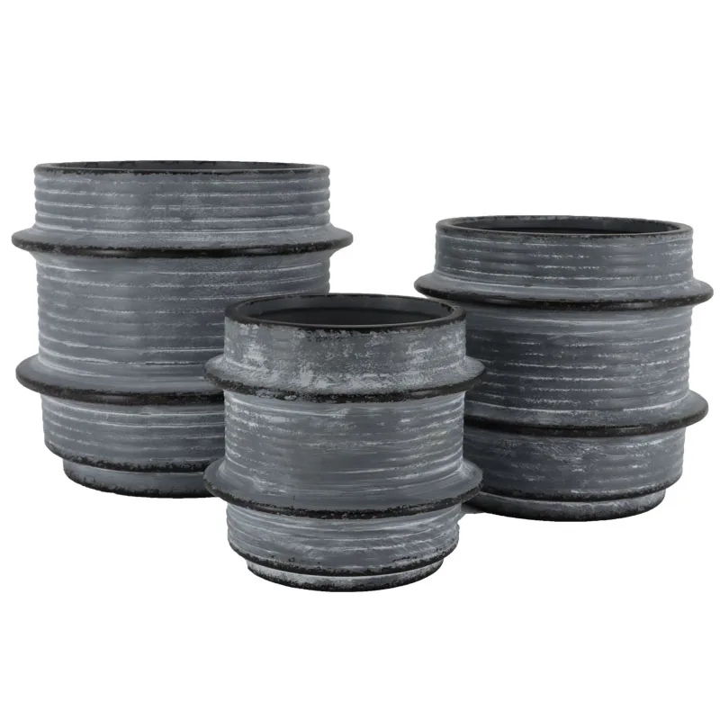 
Factory Own Design Cement Gray Round Shape Cheap Mini Desktop Porcelain Succulent Flowerpots 5' 6' 7' 