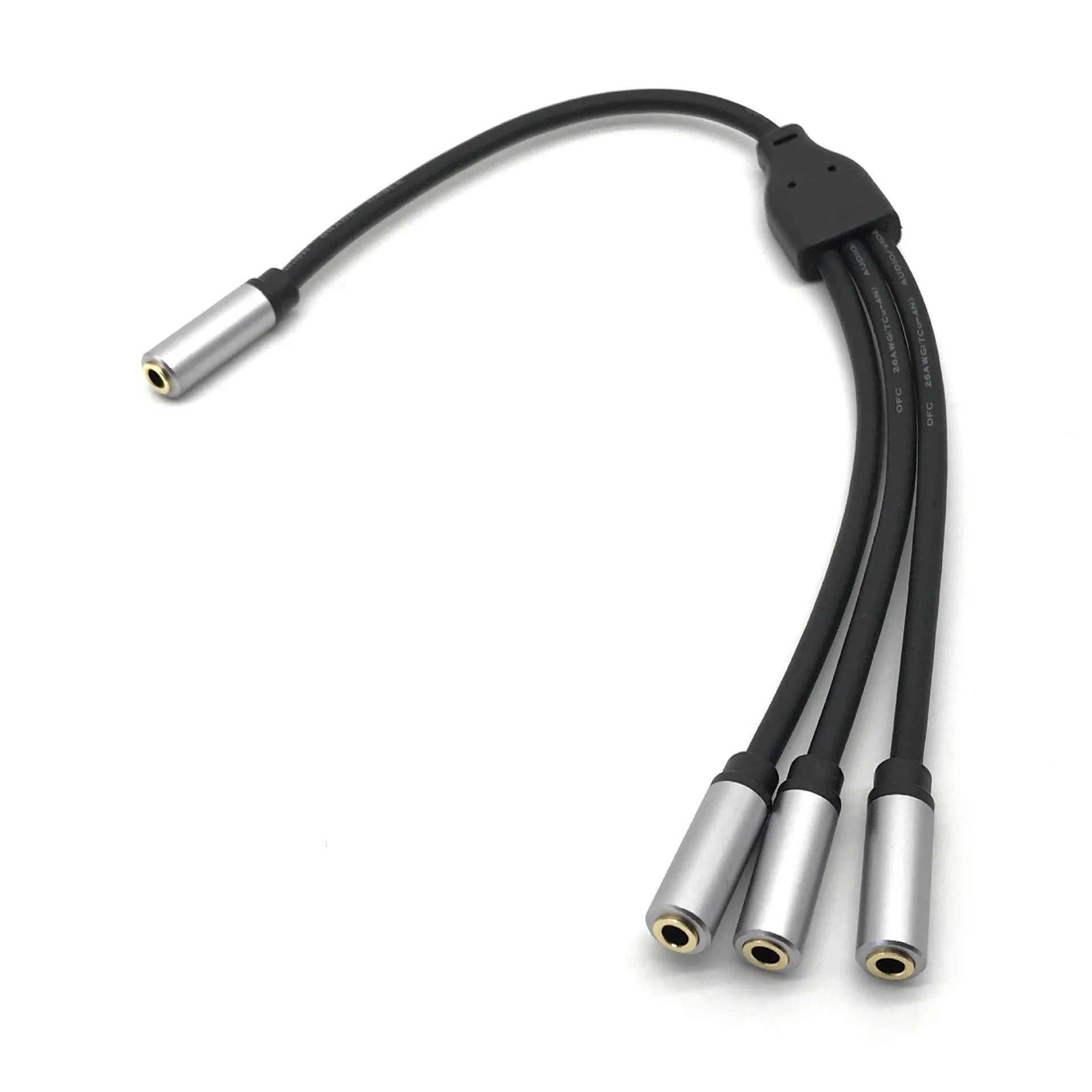 Audio cable one divided into two/three 3.5mm to rca double Lotus head 24k gold-plated copper core composite av audio connection