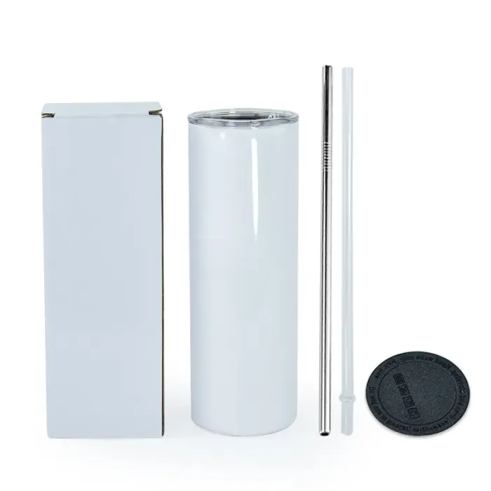 RTS USA WAREHOUSE Fast Shipping 20oz Stainless Steel Sublimation Blank Straight Tumbler with Lid Straw