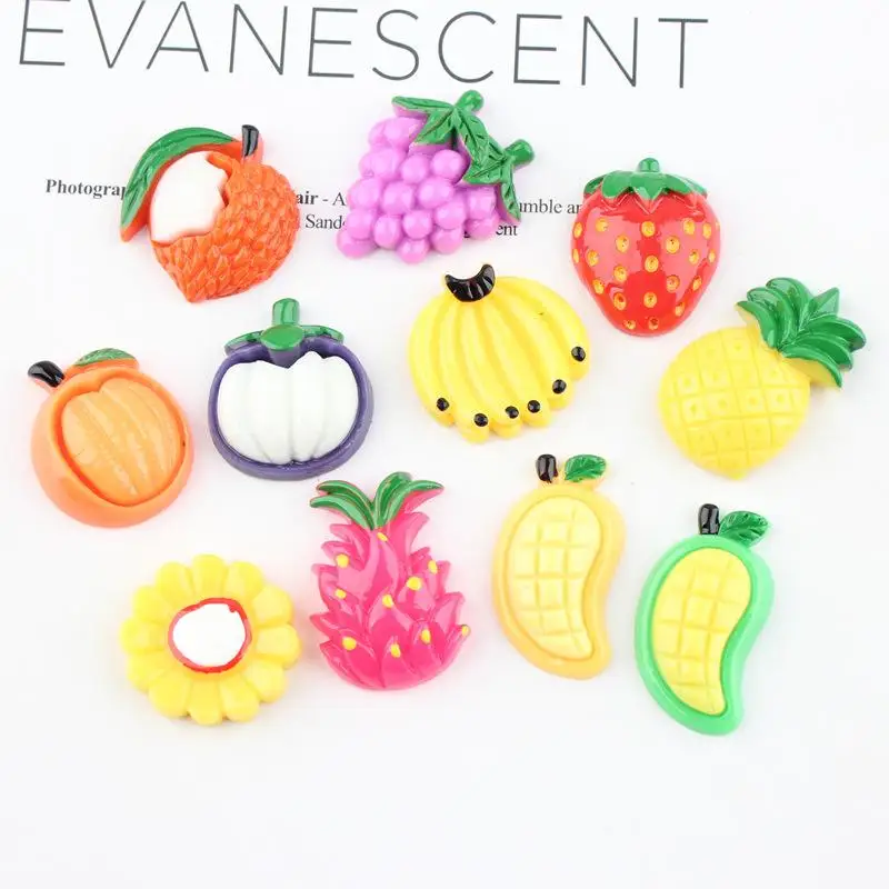Fruit Resin Accessories Diy Cream Mobile Phone Shell Resin Mangosteen Durian Charms Resin Flatback For Decoration