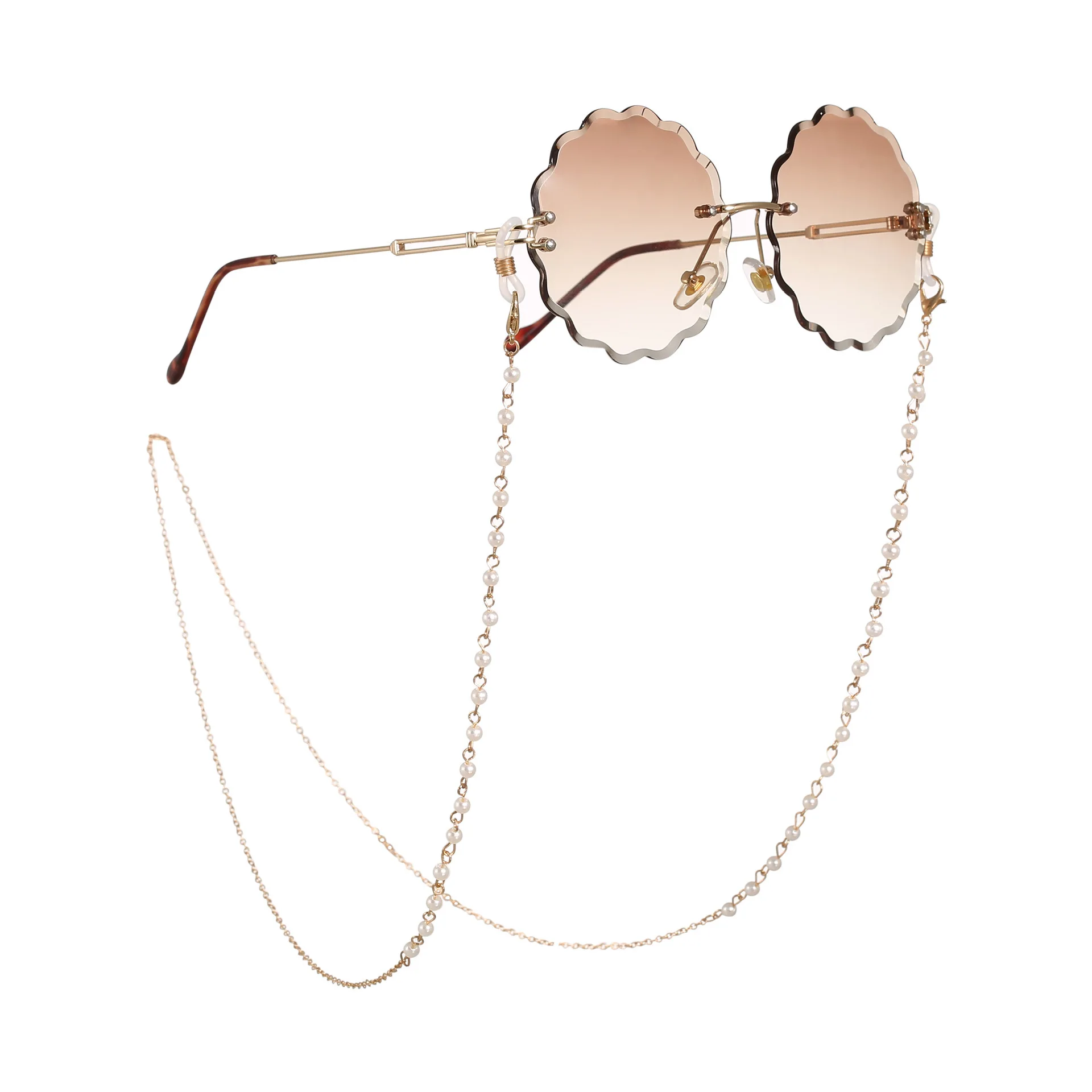 
New Fashion Multifunctional Pearl Metal Sunglasses Chain face masking chain Gold Jewelry Accessories 