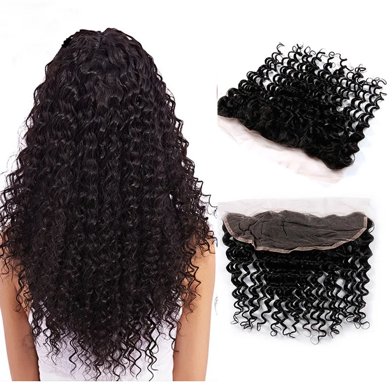 3 Bundles with closure 100 Unprocessed Brazilian Mink Virgin Human Hair Weaving 13x4 Deep Wave Deals With Swiss Lace frontal