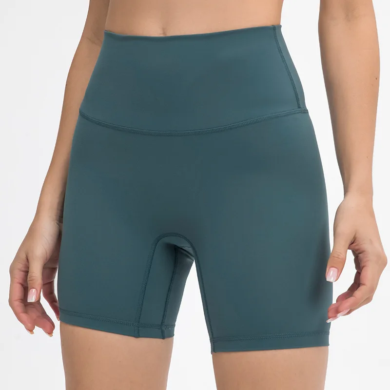Cheap Price Sports Short Naked-feel Fabric NO Front Seam Biker Stretchy Yoga Shorts Pocket Gym Workout Dance Fitness Leggings