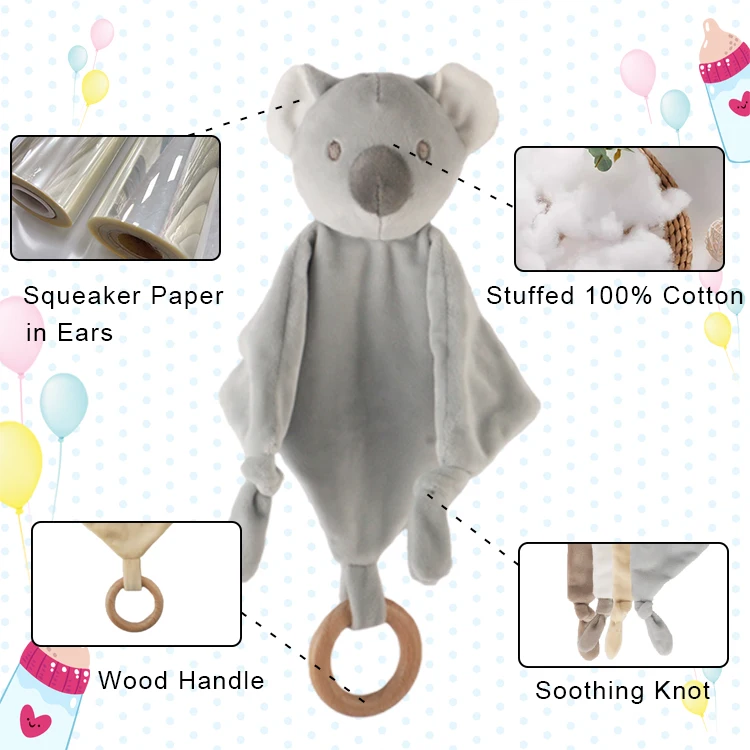 Linen Stuffed Animal Comforter Soothing Toy Baby Lovey Security Blanket Soothing Towel