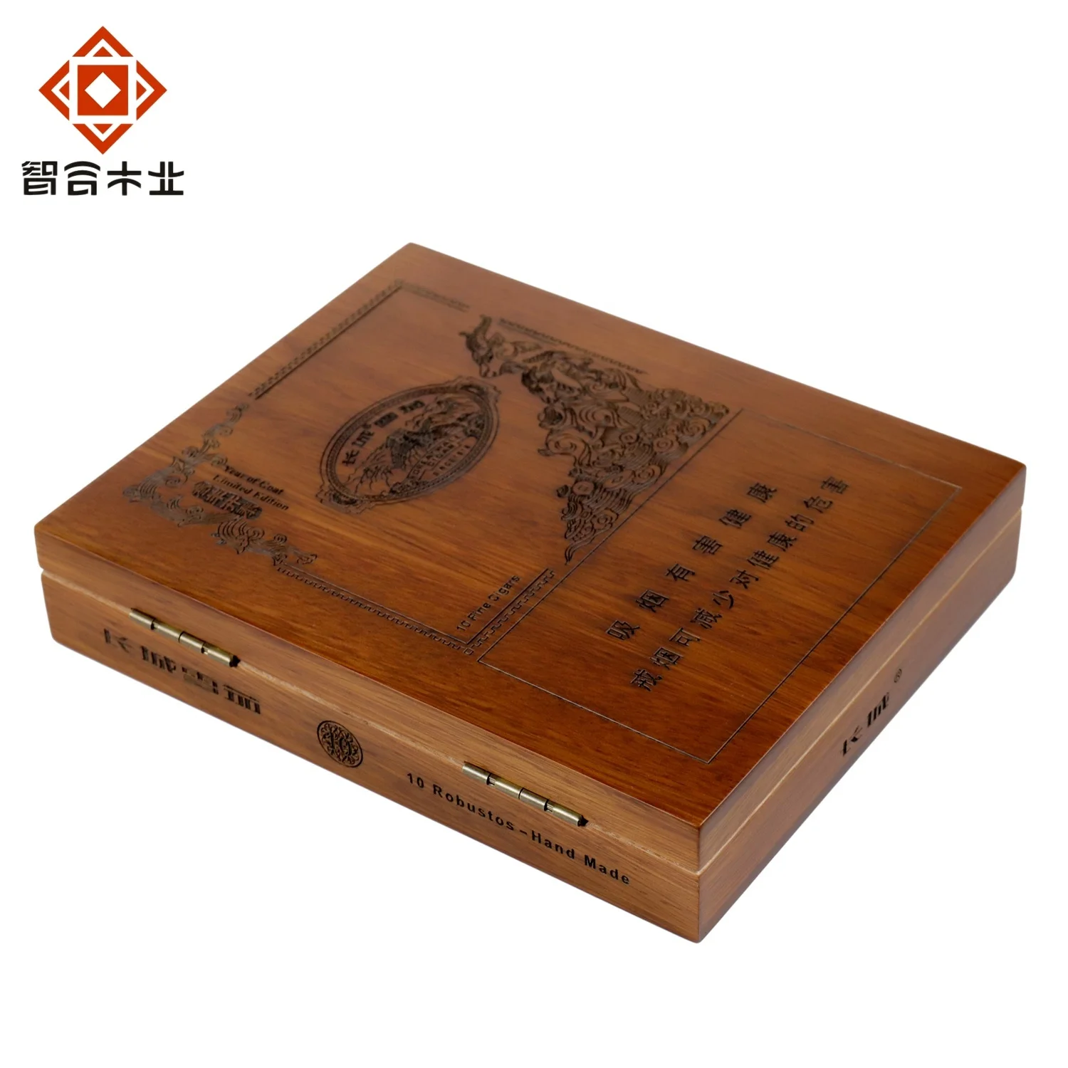 High Quality Custom Mahogany 100% Solid Wood Cigar Box For 10 Cigars
