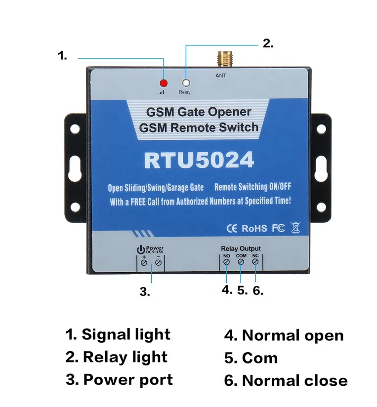GSM Gate Opener Relay Switch Remote Control Door Access Wireless Door Opener RTU5024 2G  By Free Call 850/900/1800/1900MHz