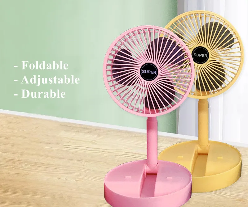 China Manufacture 800mA Rechargeable Battery 6-10 Hours Adjustable Multifunctional Folding Electric Fan