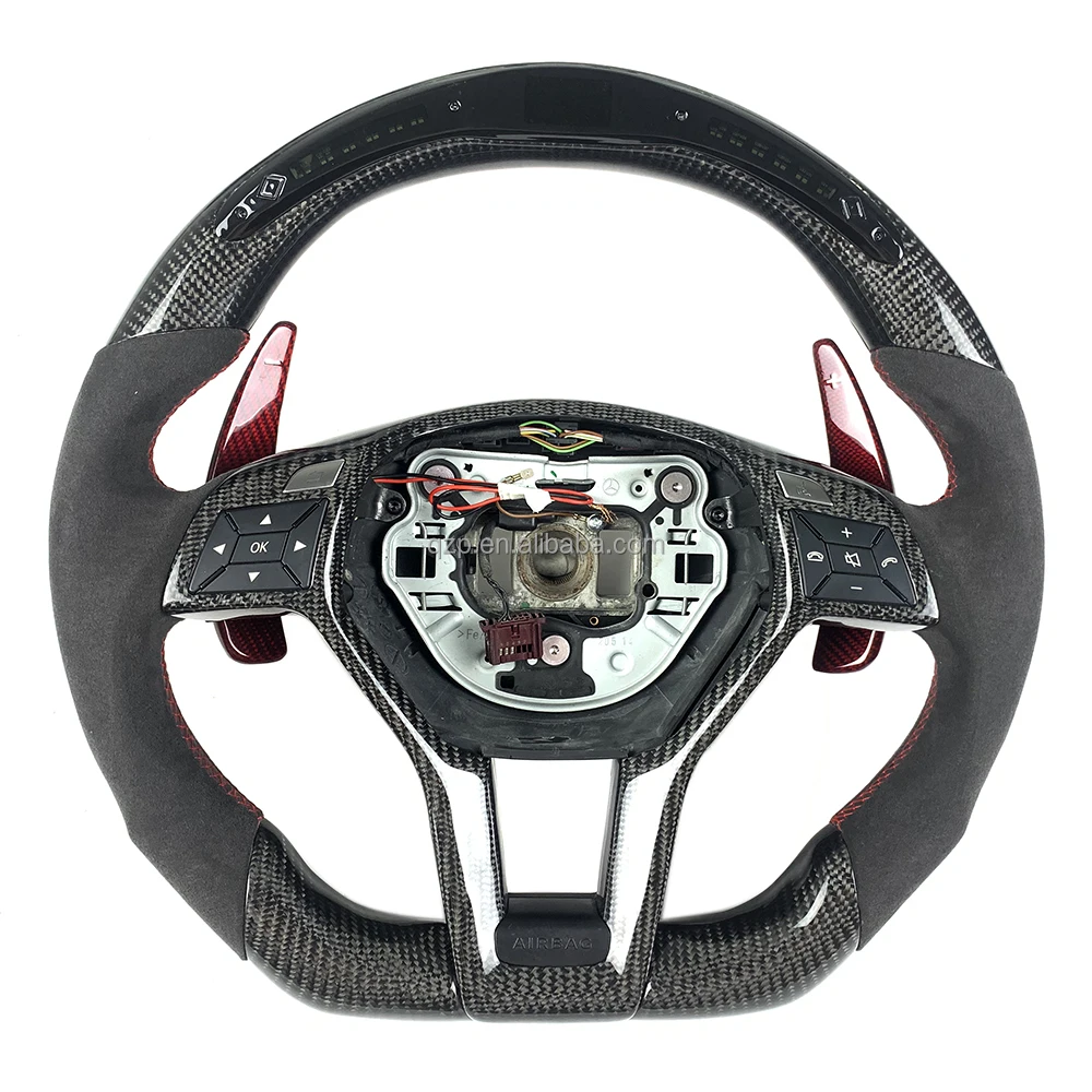 Hot selling Alcantara LED Carbon Fiber steering wheel For mercedes benz A Class B Class C Class A180 A190 A200 B180 B250 C180