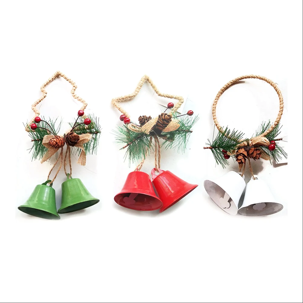 
Best selling christmas decoration gift pendant retro five-pointed star shape iron christmas bell metal crafts 