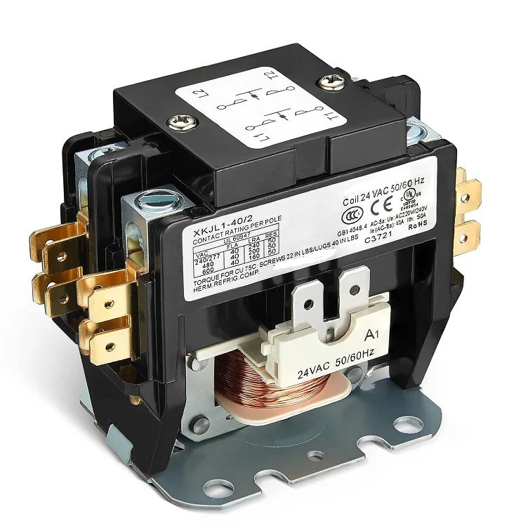 2 Pole AC Contactor, Generic Heavy Duty 40Amp 24V Coil Air Conditioner Contactor Condenser Compressor Contactor