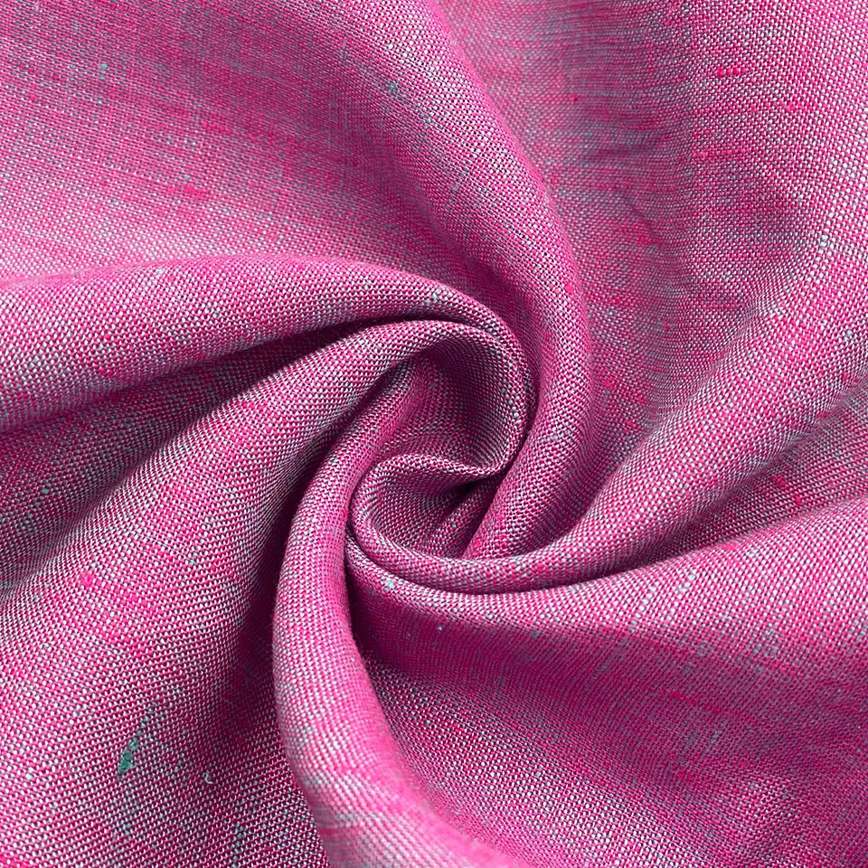 Price per meter european 21s two tone yarn plain dyed fine textured oxford 100% linen fabric for shirting