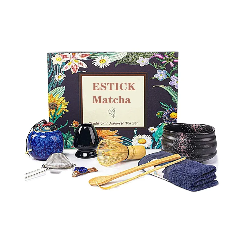 ESTICK Matcha Whisk Set Double Wall Glass Bowl With Pouring Spout Japanese Tea Ceremony Bowl Customize