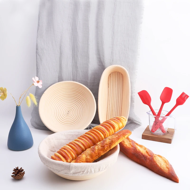 10 inch Linen Liner Cloth Baking Bowl Oval Round Rattan Bread Proofing Basket