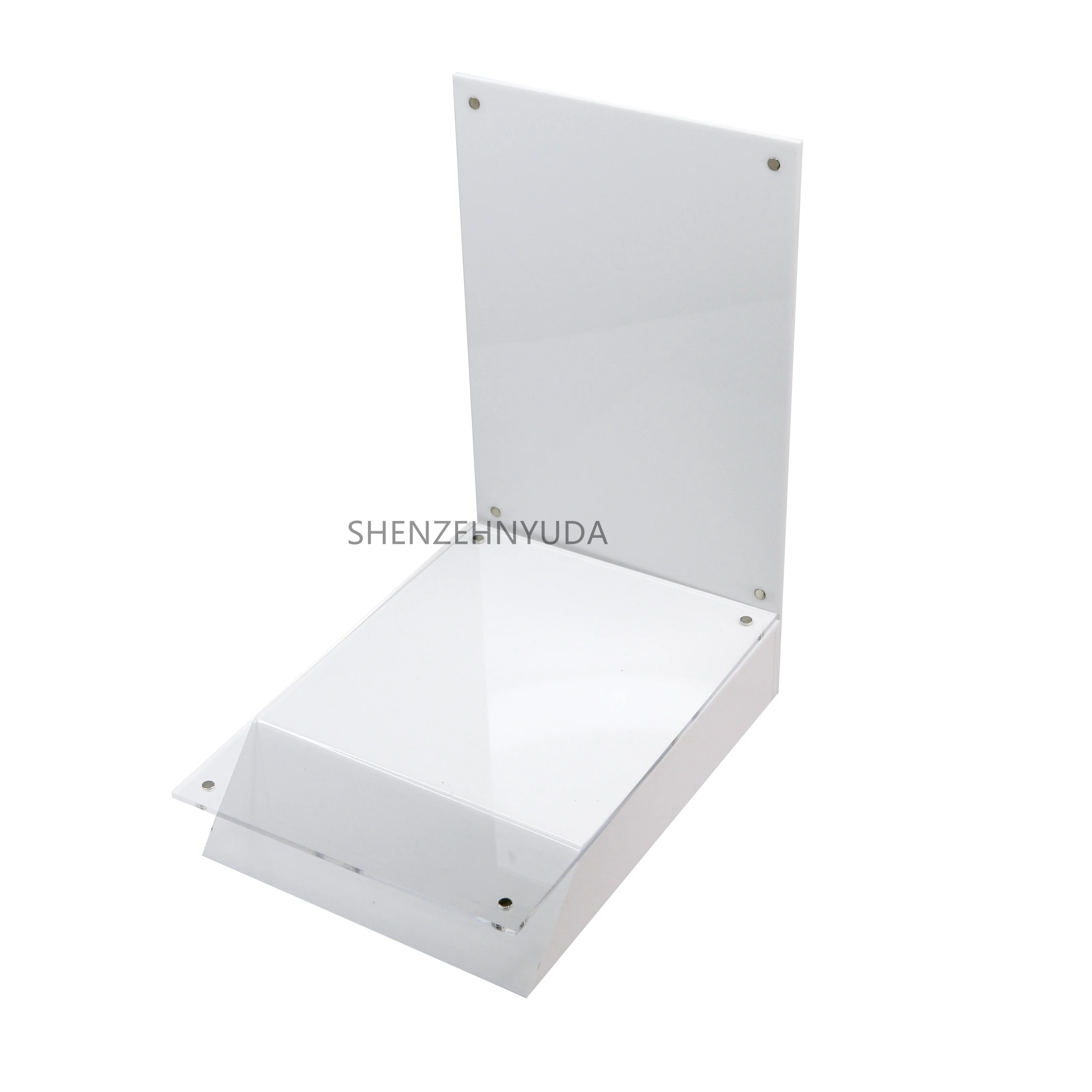 A5 Magnetic Pocket Perfume Bottle Retail Display Counter Top Cosmetic Fragrance Display White Acrylic Perfume Display Stand