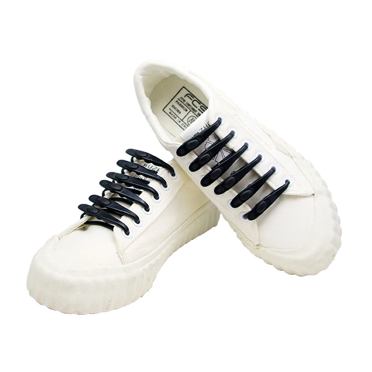 
Custom Waterproof No Tie Shoelaces Elastic Silicone Tieless Shoe Laces for Adults 
