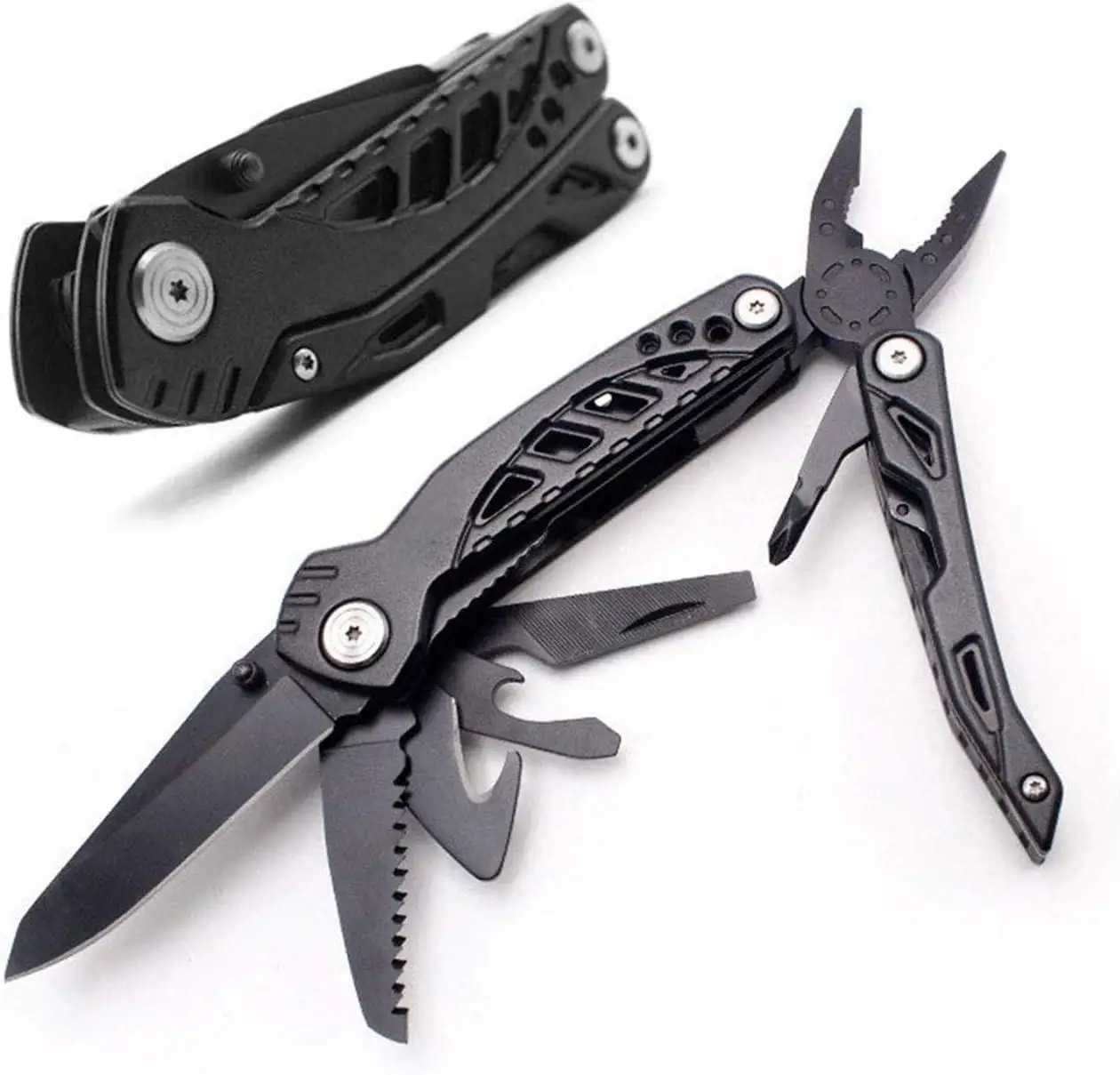 Peaktop  13 in 1 Foldable Pliers, Stainless Steel Multitool with Nylon Bag  Multi Tool Knife Pliers Set