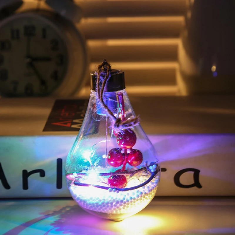 
Glass LED Christmas Tree Light Bulbs inside Snowflake Festival Xmas Hanging Ball Decoration Party Ornaments 